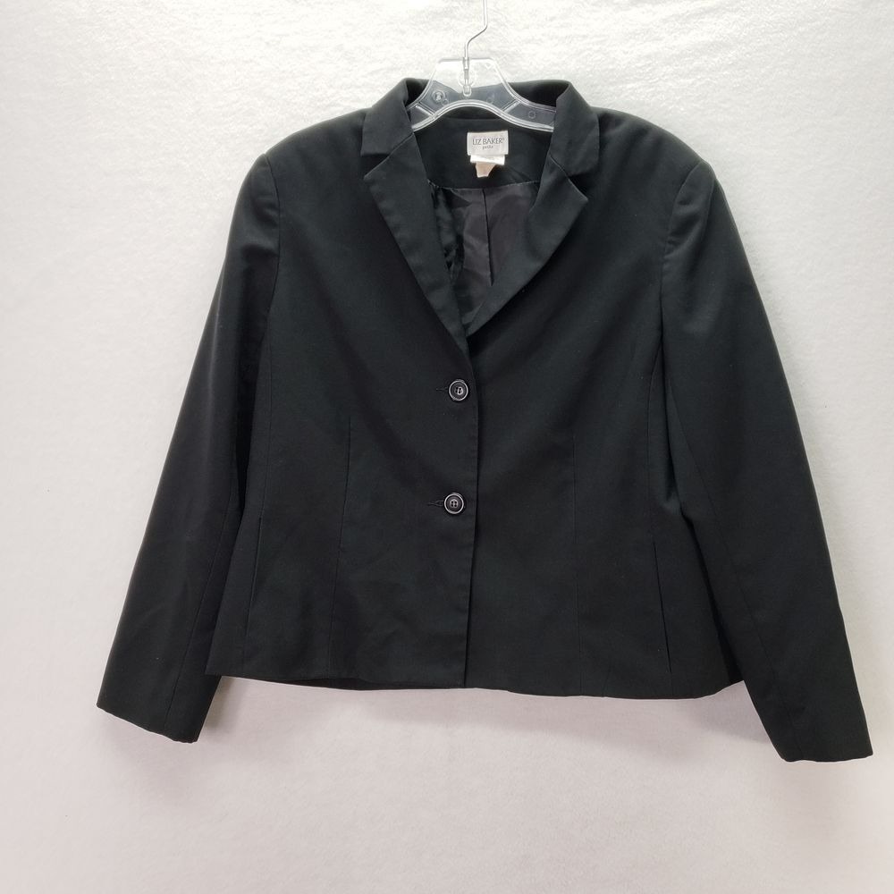 Liz Baker Petite Women 14P Black Professional Blazer Double Breasted Suit Jacket